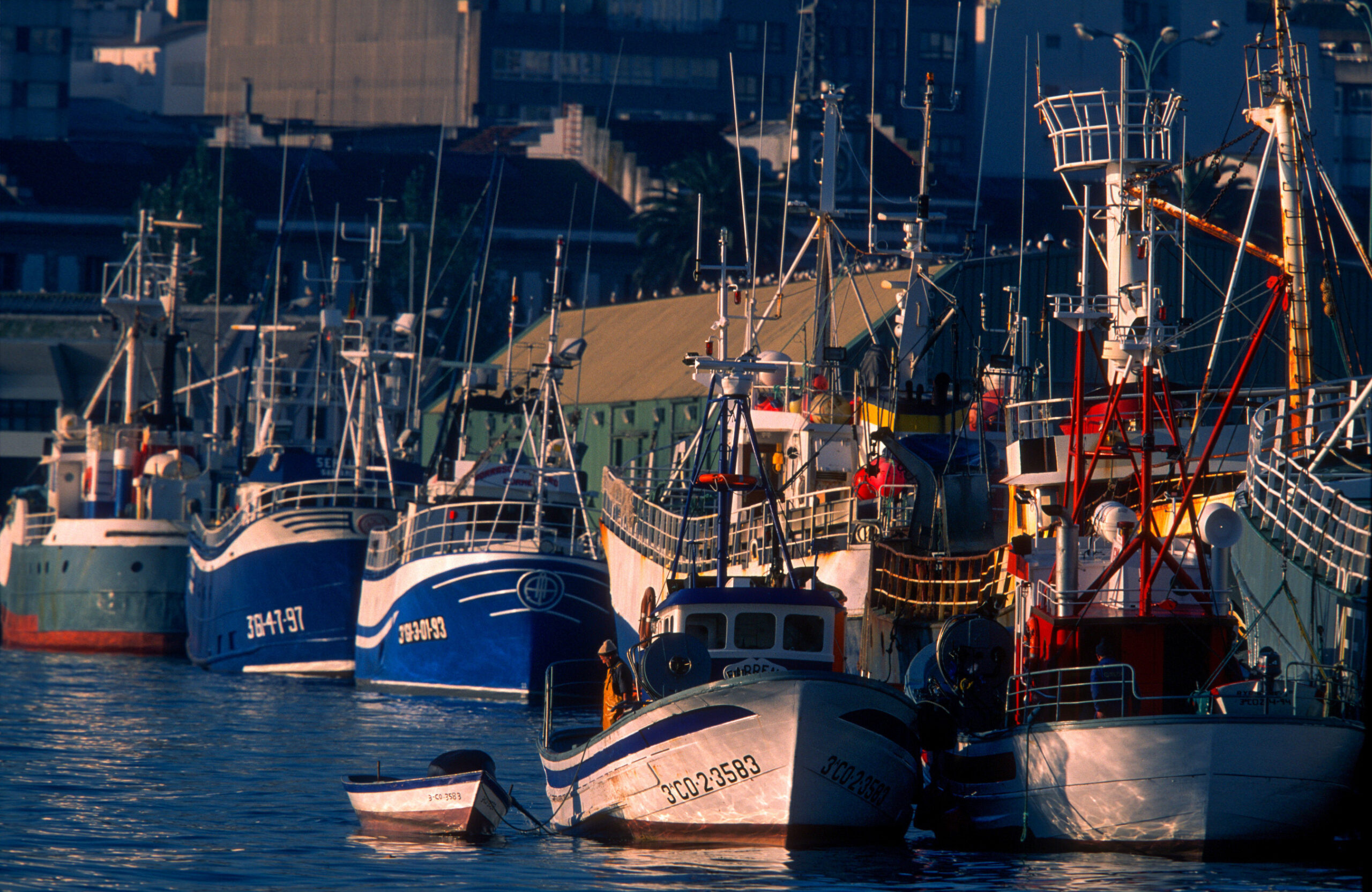 Port and fishing boats in A Coruña to Galicia Spain